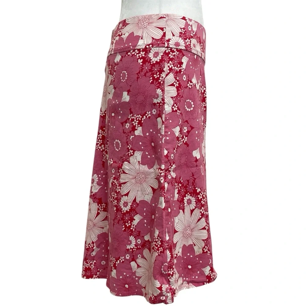 Charlotte Russe Vintage 90s Pink Cotton Floral A-Line Midi Skirt